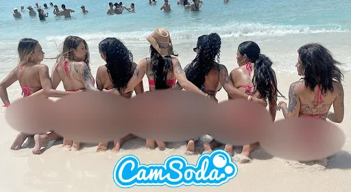 Camsoda - Girls lined up on the beach showing off their ass